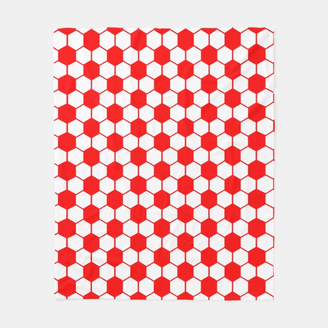 Fußball Textur - Weiß und Rot  Fleecedecke (Vorderseite)