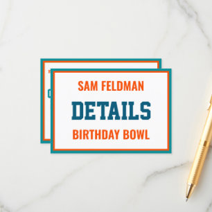 Fußball Thema Aqua Blue & Orange Geburtstag Detail Begleitkarte