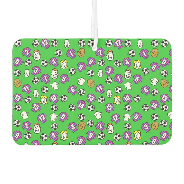 Fußball-Thema mit glasklarem und blau gestreiften  Autolufterfrischer (Vorderseite)