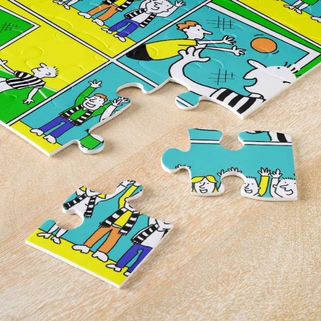 Fußball-Thema mit Spielern und Fans Puzzle (Seite)