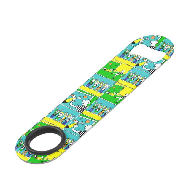 Fußball-Thema mit Spielern und Fans Speed Flaschenöffner (Vorderseite Schrägansicht)