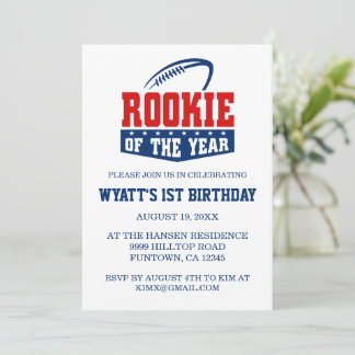 Fußball Thema Rookie des Jahres 1. Geburtstag Einladung