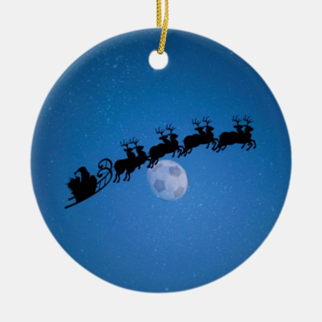 Fußball-Thema-Weihnachtsbaum-Verzierung Keramikornament (Vorne)