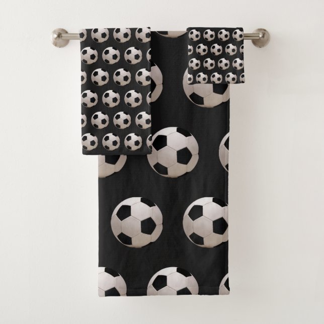 Fußball Theme Schwarz Badhandtuch Set (Insitu)