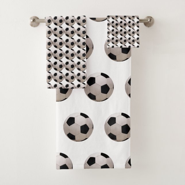 Fußball Theme Weiß Badhandtuch Set (Insitu)
