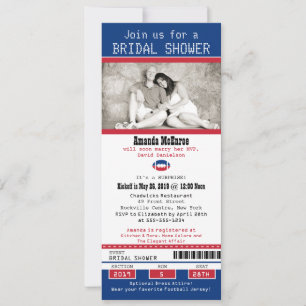 Fußball Ticket Blau und Rot Brautparty Einladung