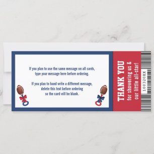 Fußball Ticket Dankeschön Karte, Baby Dusche Invit Einladung