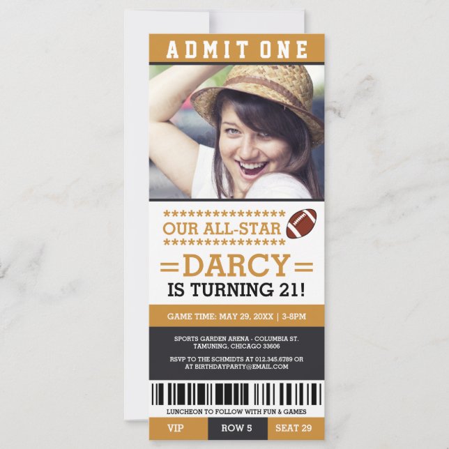 Fußball Ticket Geburtstag Einladungen (Vorderseite)