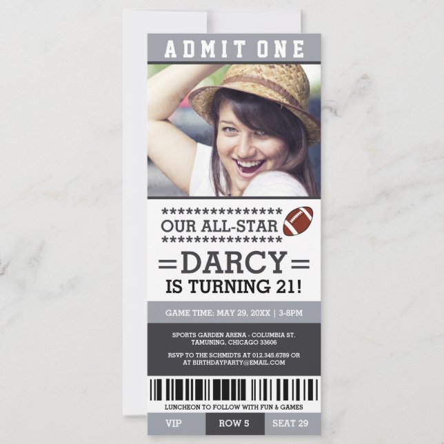 Fußball Ticket Geburtstag Einladungen (Vorderseite)