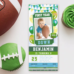 Fußball Ticket Green Boy 1. Geburtstag Einladung