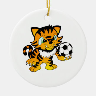 Fußball-Tiger Keramik Ornament