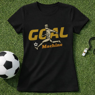 Fußball-Tor-Maschine Vintage-Spieler-Illustration T-Shirt