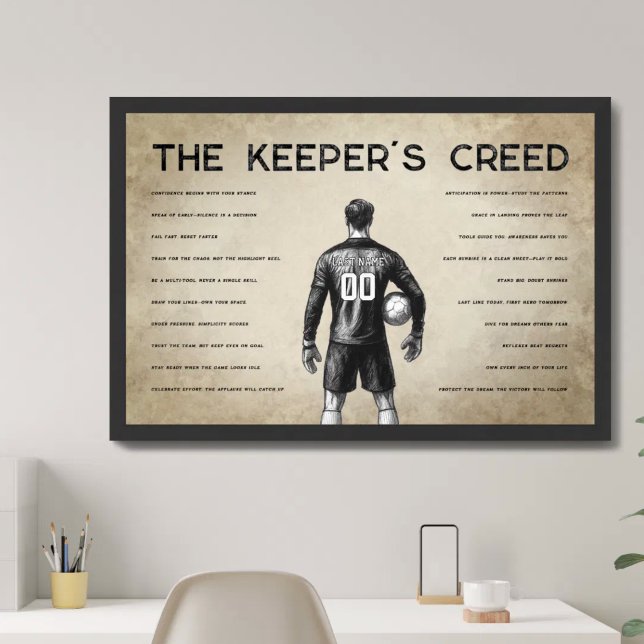 Fußball-Torhüter-Creed-Monogramm-Pergament Poster (Von Creator hochgeladen)
