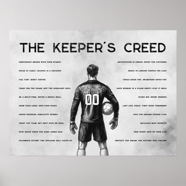 Fußball-Torhüter Personalisiert Keeper-Credo Poster (Vorne)