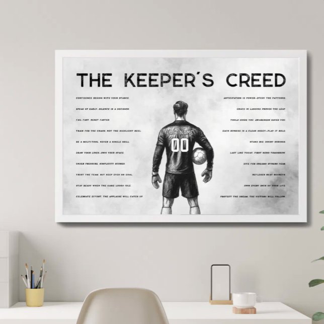 Fußball Torwart Wappen Monogramm Weiß Poster (Von Creator hochgeladen)