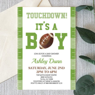Fußball Touchdown Es ist eine Boy Green Baby Dusch Einladung
