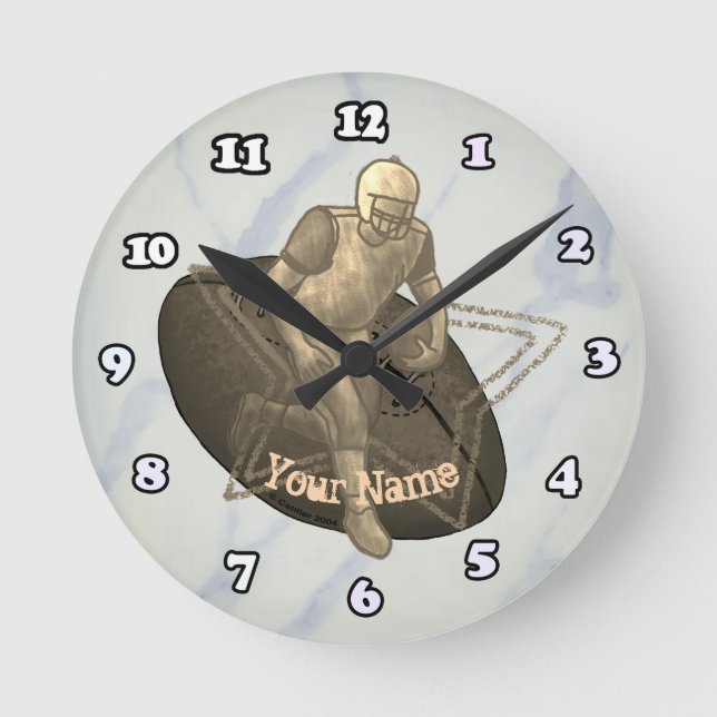 Fußball-Touchdown Runde Wanduhr (Vorderseite)