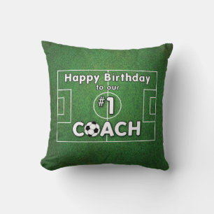 Fußball-Trainer Geburtstag mit Grasfeld und Ball Kissen