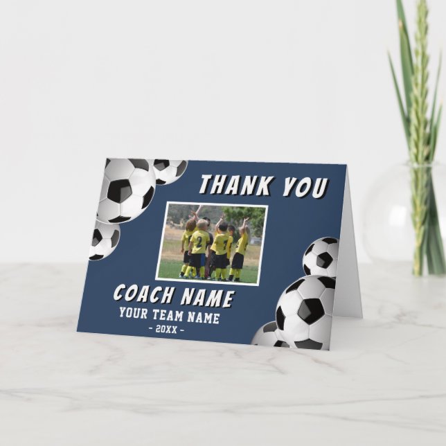 Fußball Trainer Name Foto  Dankeskarte (Vorderseite)