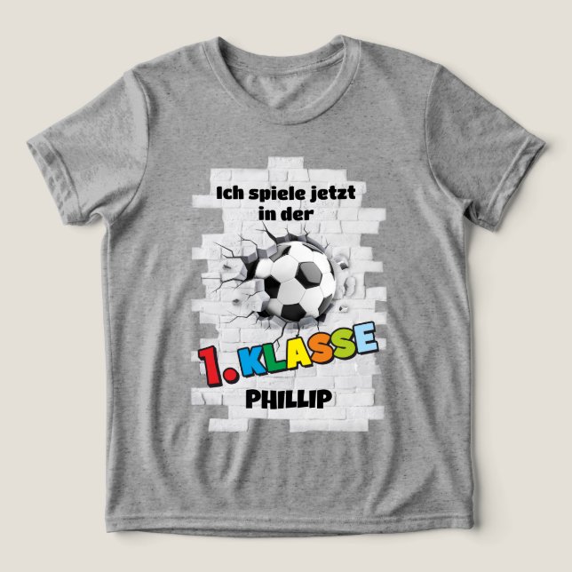 Fußball trifft Mauer - 1. Klasse Tri-Blend Shirt (Design Vorderseite)