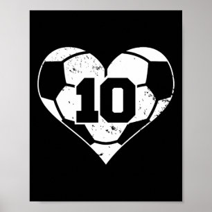 Fußball Trikot Nummer 10 Lustig Fußball Herz Spiel Poster