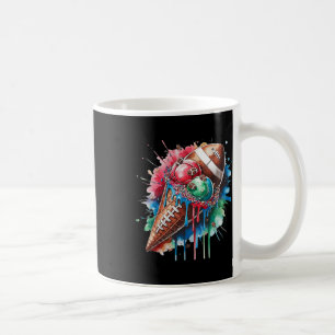 Fußball Tropfen Eiscreme Aquarellkone mit Sprung Kaffeetasse