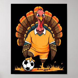 Fußball Truthahn Pilger Erntedankfest Kürbis Kinde Poster