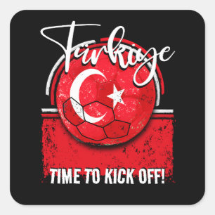 Fußball-Türkiye-Flagge, Europäische Türkische Fußb Quadratischer Aufkleber
