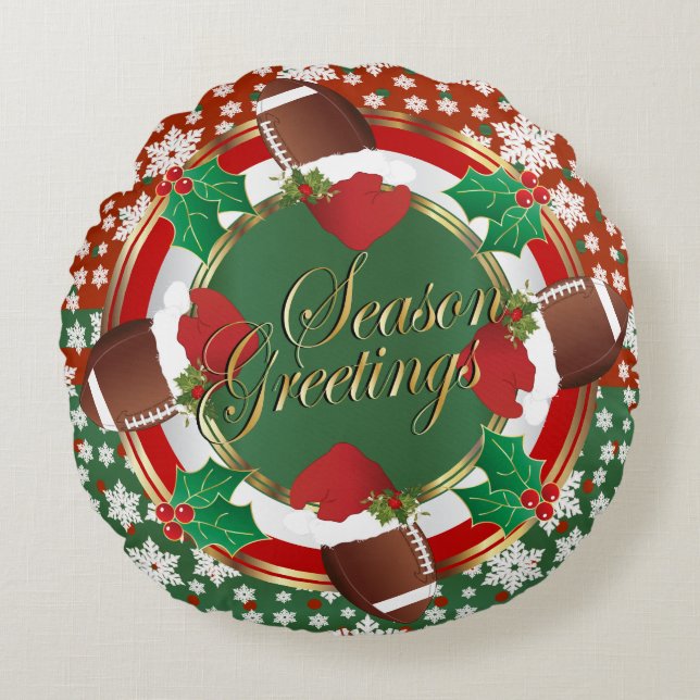 Fußball über Weihnachten Rundes Kissen (Vorderseite)