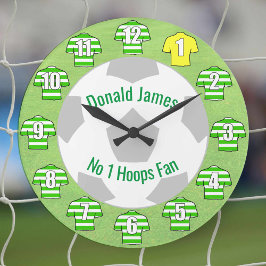 Fußball-Uhr - Grüne Hooper-Shirts Große Wanduhr