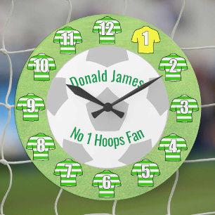Fußball-Uhr - Grüne Hooper-Shirts Große Wanduhr