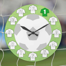 Fußball-Uhr - mit weißen Shirts Große Wanduhr