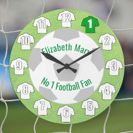 Fußball-Uhr - Weiße Shirt Große Wanduhr