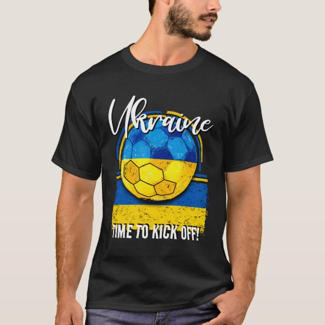 Fußball Ukraine Flag, Retro Fußball Sport T-Shirt (Vorderseite)