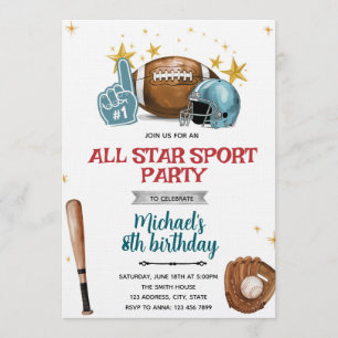 Fußball- und Baseballparty-Einladung Einladung