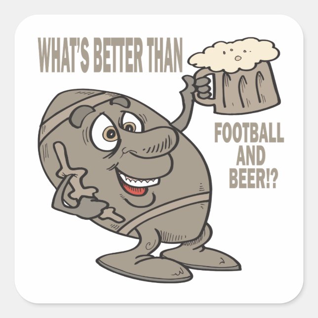 Fußball und Bier Quadratischer Aufkleber (Vorderseite)