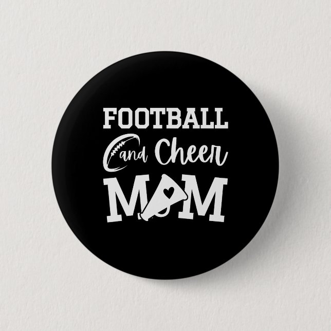 Fußball und Cheer Mom Black Cheerleading  Button (Vorderseite)