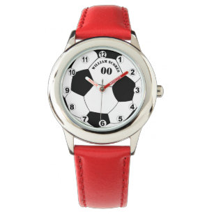 Fußball- und Fußball-Ball-Uhr mit Name / Nummer Armbanduhr