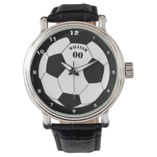 Fußball- und Fußball-Ball-Uhr mit Name und Nummer Armbanduhr