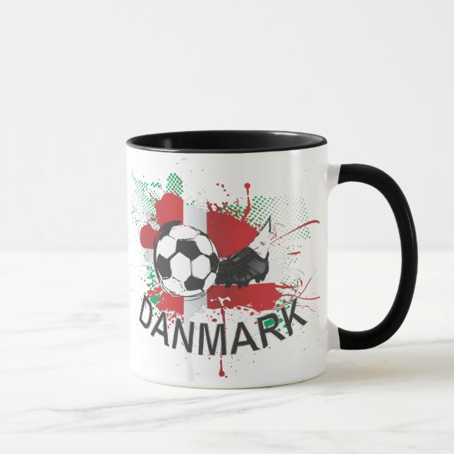 Fußball- und Fußballbügelentwurf Dänemarks Danmark Tasse (Rechts)
