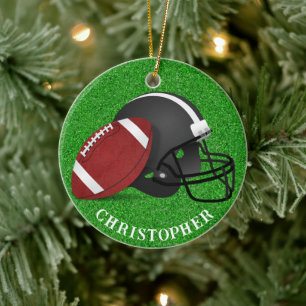 Fußball und Helm Weihnachten Keramik Ornament