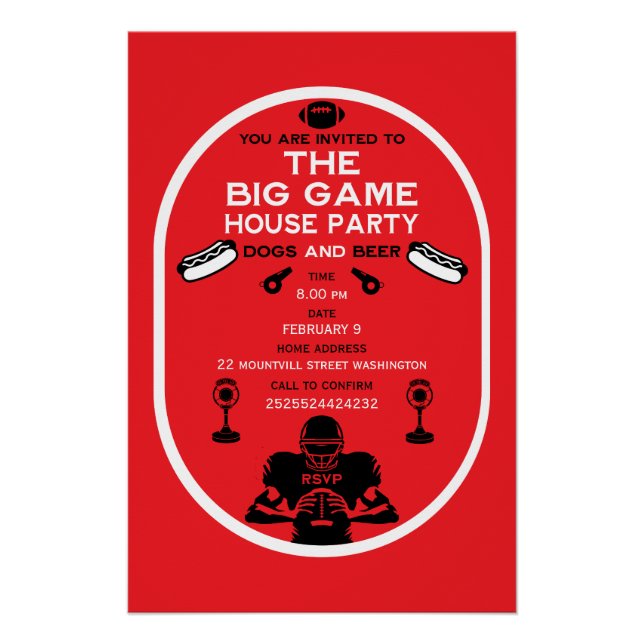 Fußball- und Hotdog-Party Poster (Vorderseite)
