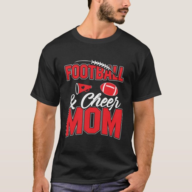 Fußball und Mama Cheerleading Mother Football T-Shirt (Vorderseite)