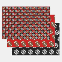 Fußball und Schneeflocken Rot und Schwarz Weihnach