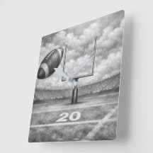 Fußball und Torpfosten – Quadratische Acryl-Uhr