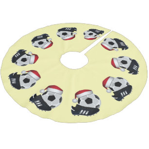 Fußball und Weihnachten Polyester Weihnachtsbaumdecke
