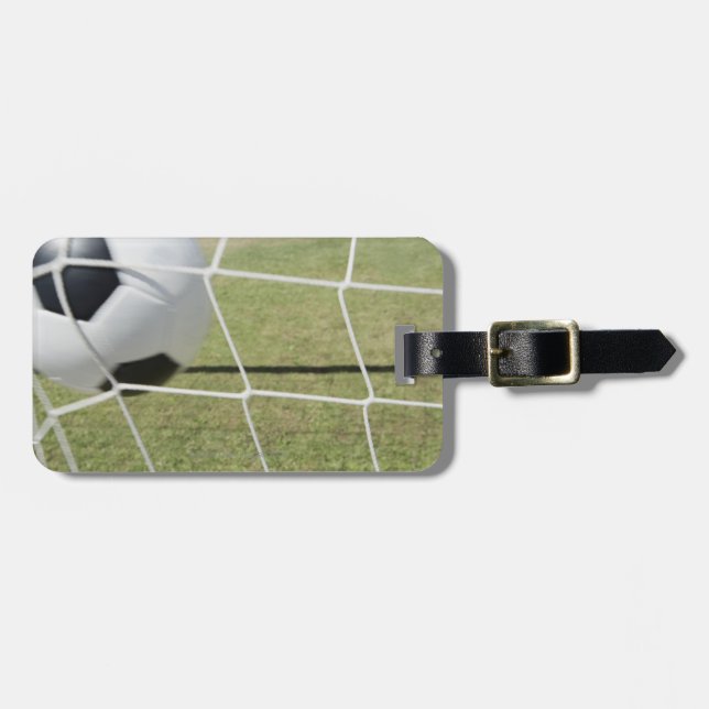 Fußball und Ziel Gepäckanhänger (Vorderseite horizontal)