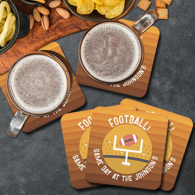 Fußball Upright Game Day Rechteckiger Pappuntersetzer (Football Upright Game Day Square Paper Coasters)