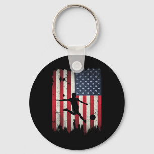 Fußball US amerikanische Flagge 4. Juli Patriotisc Schlüsselanhänger