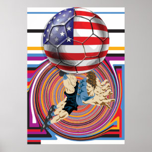 Fußball USA 2014 - Flag-Ball der American Soccer T Poster